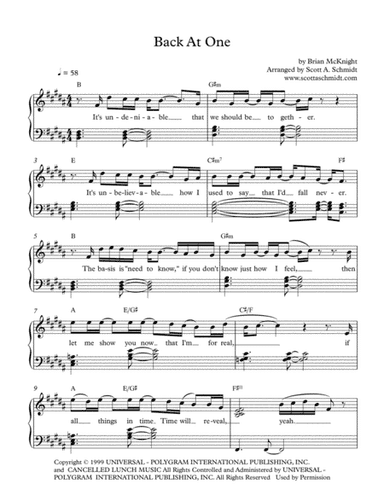 Back At One (arr. Scott A. Schmidt)