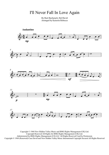 I'll Never Fall In Love Again (arr. Kaiserin Rebecca)