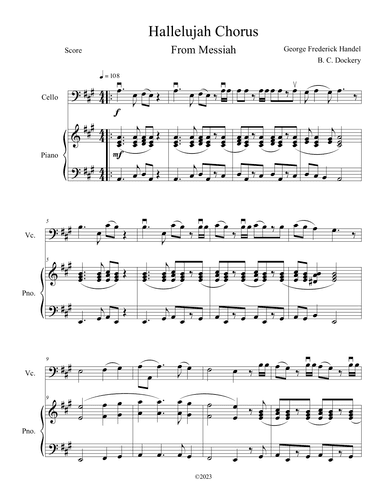 Hallelujah Chorus from Messiah (Cello Solo with Piano Accompaniment) (arr. B. C. Dockery)
