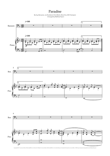 Paradise (arr. Matthew pyeon)