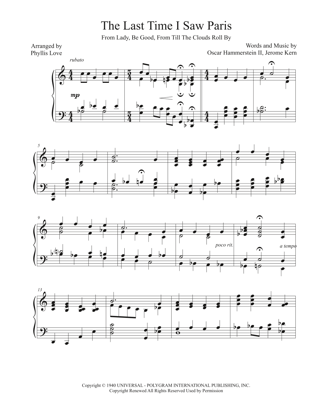 The Last Time I Saw Paris (arr. Phyllis Love)