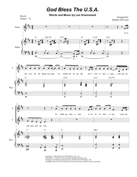 God Bless The U.S.A. (arr. Stephen DeCesare)