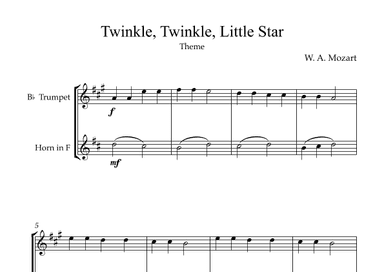 Twinkle, Twinkle, Little Star | For Bb Trumpet and Horn in F (With Transposition) (arr. Karen Gueiros)