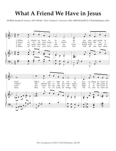 What a Friend We Have in Jesus (Alternate Contemporary Harmonization) (arr. P. Kirk Bullington)