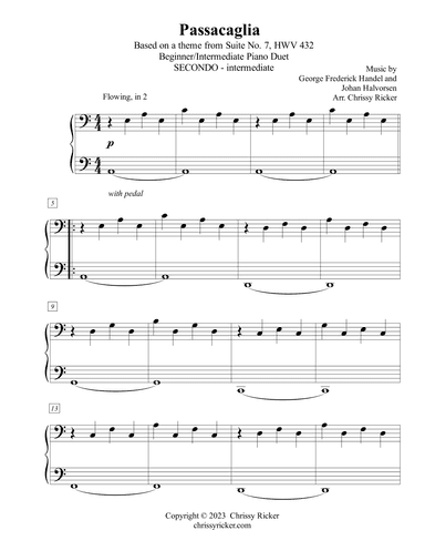 Passacaglia - beginner piano with teacher duet (arr. Chrissy Ricker)