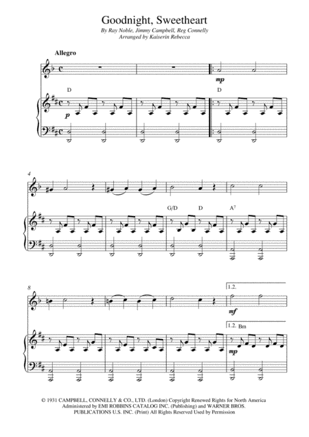 Goodnight Sweetheart (arr. Kaiserin Rebecca)