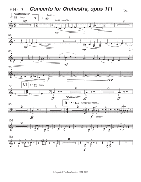 Concerto for Orchestra, opus 111 (2005) Horn in F part 3