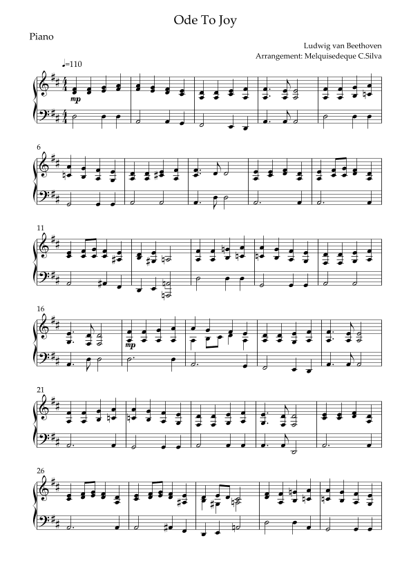 Ode To Joy (arr. Melquisedeque C.Silva)