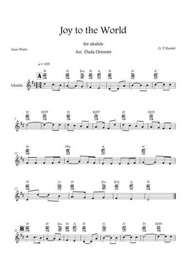 Joy to the World (D major - TABS - no lyrics) (arr. Duda Oriontte)