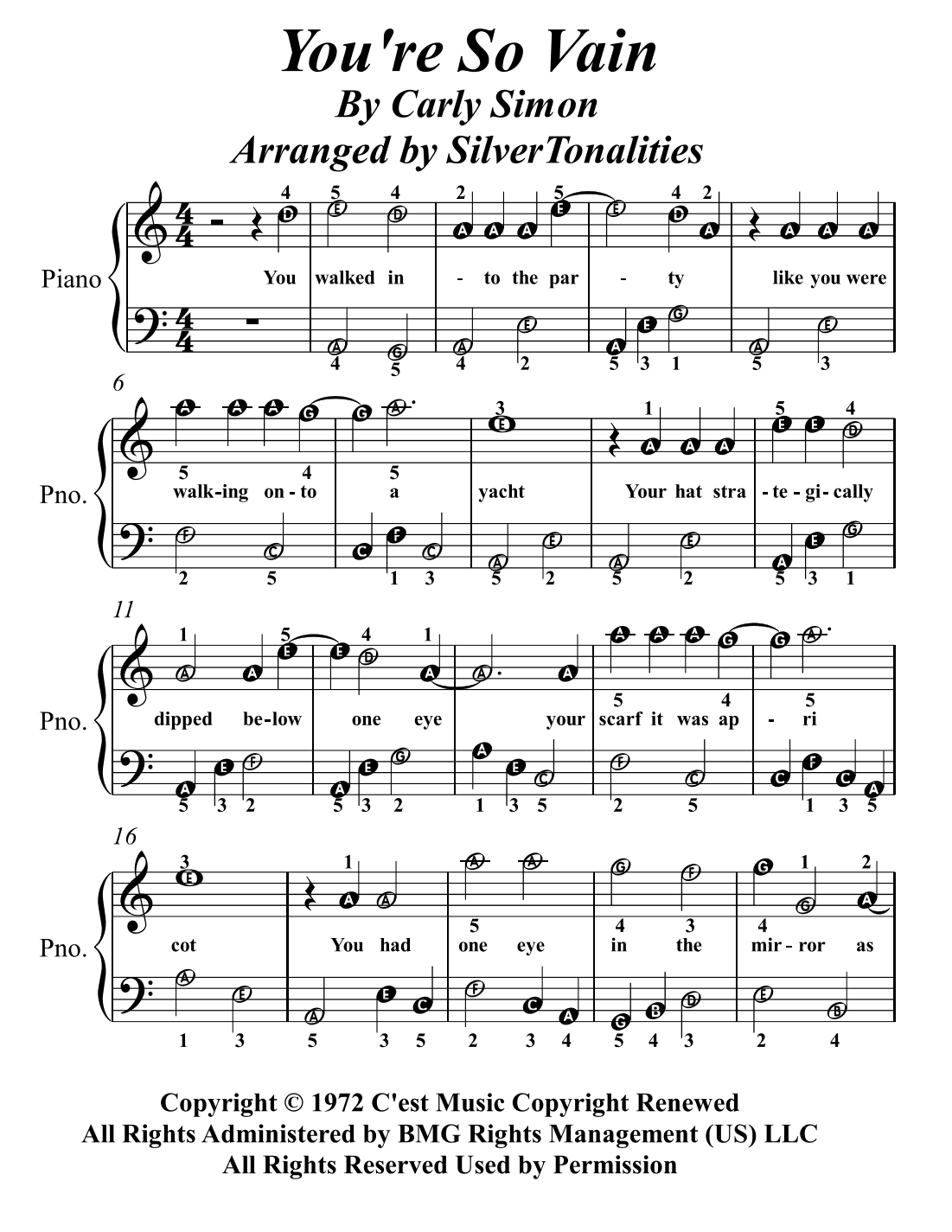 You're So Vain (arr. SilverTonalities)