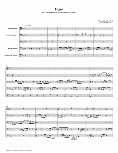 Fugue 12 from Well-Tempered Clavier, Book 1 (Trombone Quintet) (arr. Richard Byrnes)