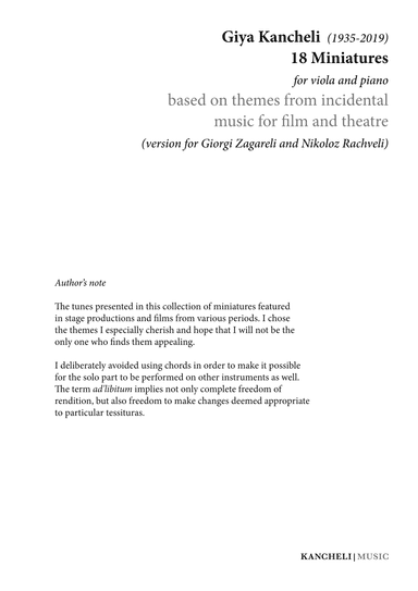 18 Miniatures for Viola and Paino