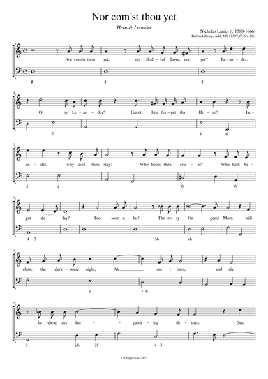 Hero and Leander: Nor com'st thou yet (arr. Early Music Scores)