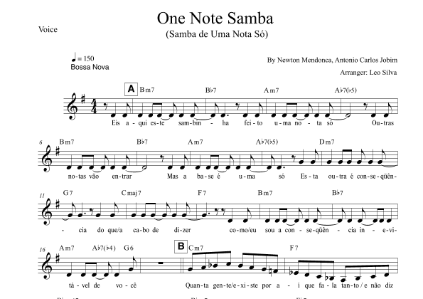 One Note Samba (samba De Uma Nota So) (arr. Leo Silva)