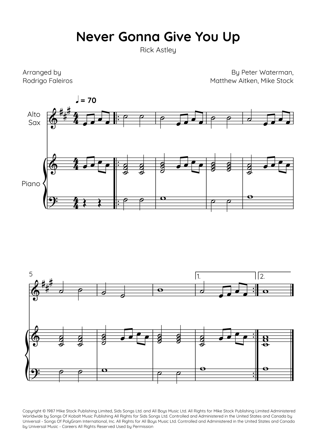 Never Gonna Give You Up (arr. Rodrigo Faleiros)