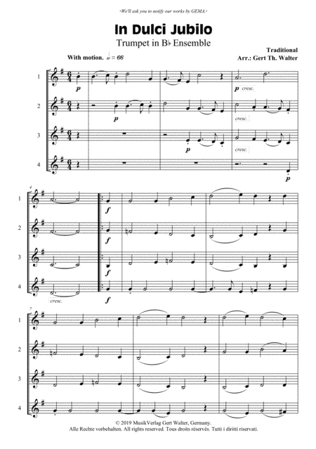 In Dulci Jubilo (arr. Gert Th. Walter)