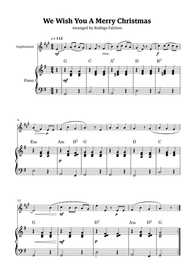 We Wish You a Merry Christmas (for solo euphonium with piano accompaniment) (arr. Rodrigo Faleiros)