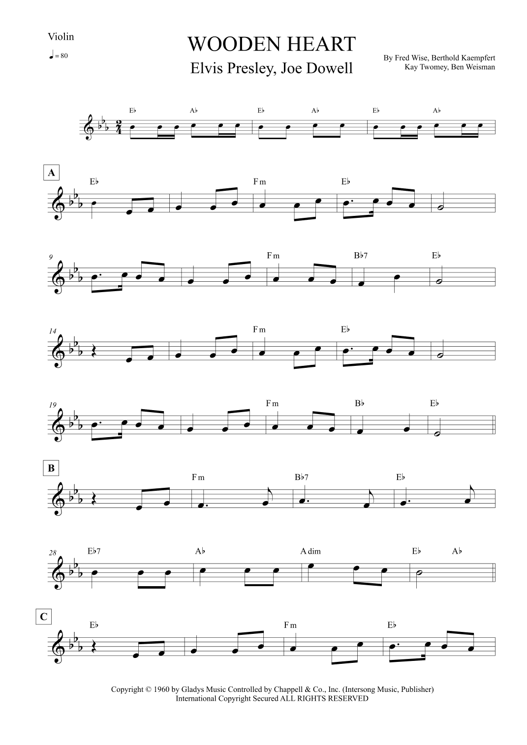 Wooden Heart (arr. Leo Silva)