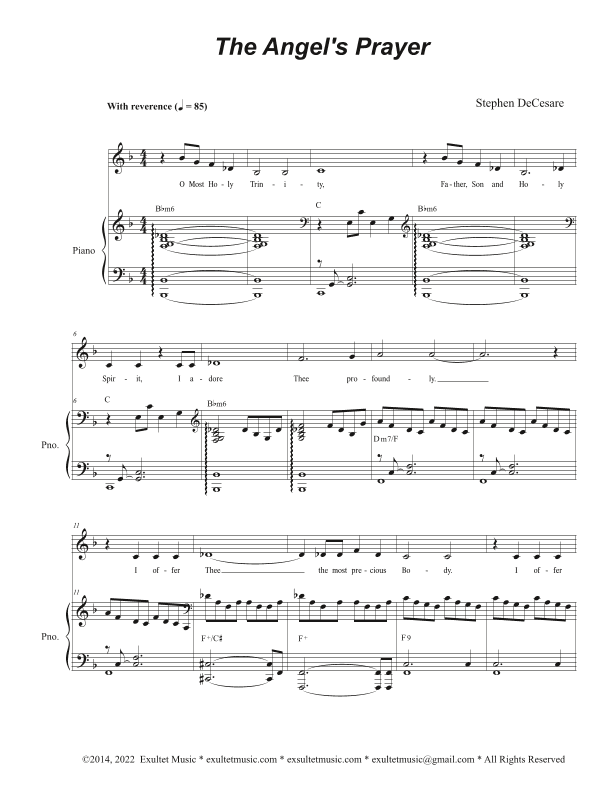 The Angel's Prayer (Vocal solo - Medium Key)
