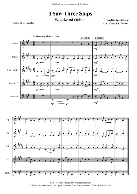 I Saw Three Ships (arr. Gert Th. Walter)