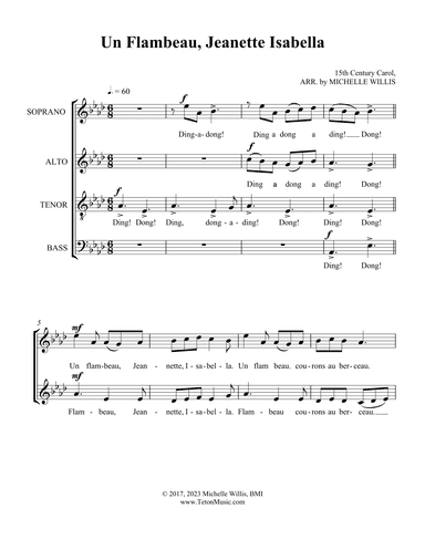 Un Flambeau, Jeanette Isabella (Bring a Torch, Jeanette Isabella) (arr. Michelle Willis)