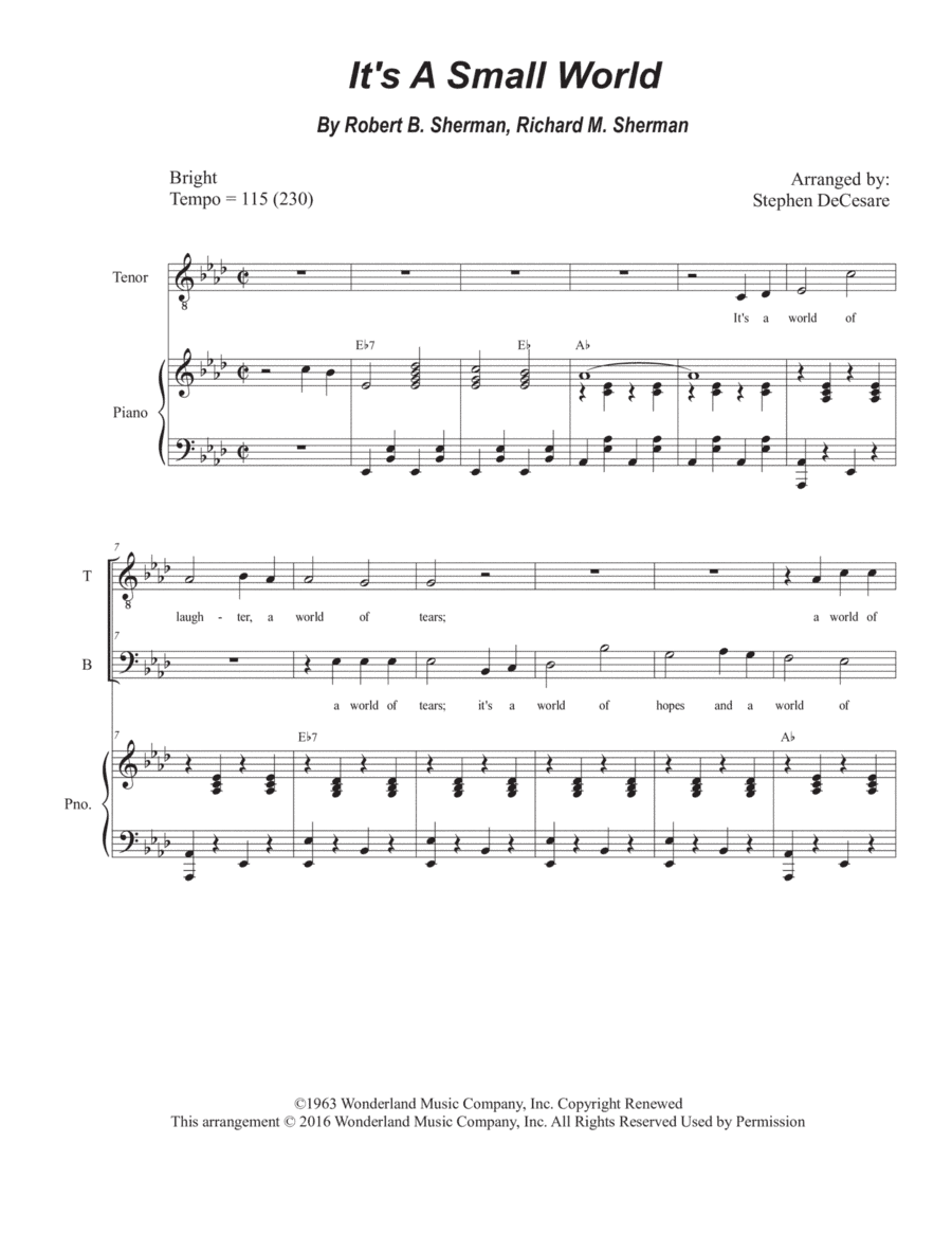 It's A Small World (arr. Stephen DeCesare)