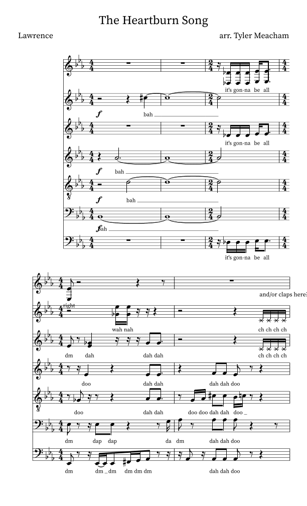 The Heartburn Song (arr. Tyler Meacham)