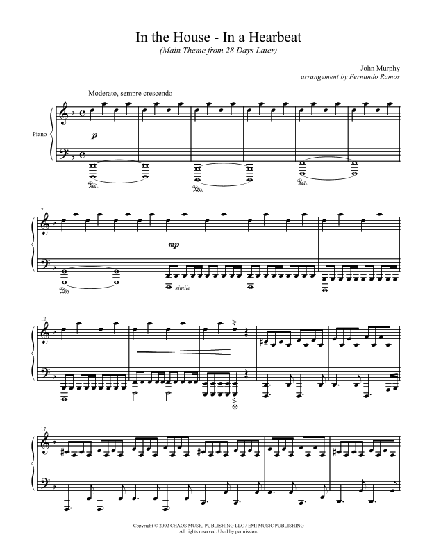 In The House - In A Heartbeat (cue) (arr. Fernando Ramos)