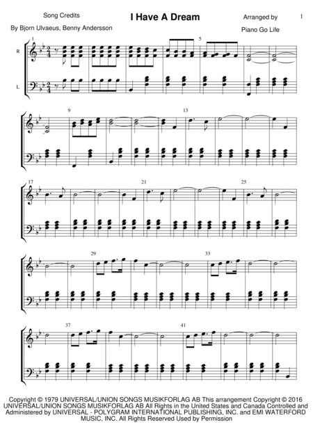 I Have A Dream (arr. Piano Go Life)