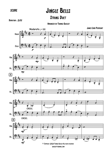 Jingle Bells (String Duet) (arr. Thomas Quigley)