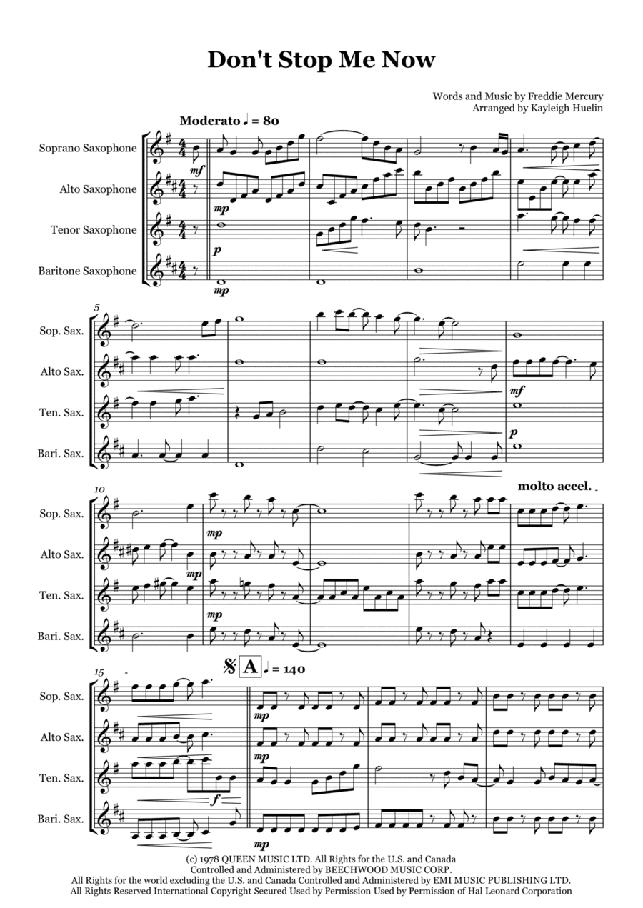 Don't Stop Me Now (arr. Kayleigh Huelin)