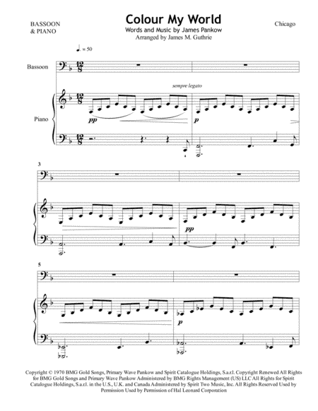 Colour My World (arr. James M. Guthrie, ASCAP)