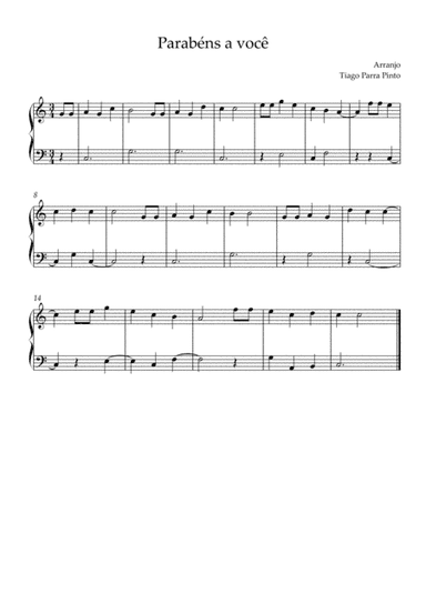 Parabéns a você - Happy Birthday - Piano (arr. Tiago José Neto Parra Amorim Pinto)