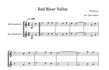 Red River Valley (Easy Alto Sax Duet) (arr. Tyler Adams)