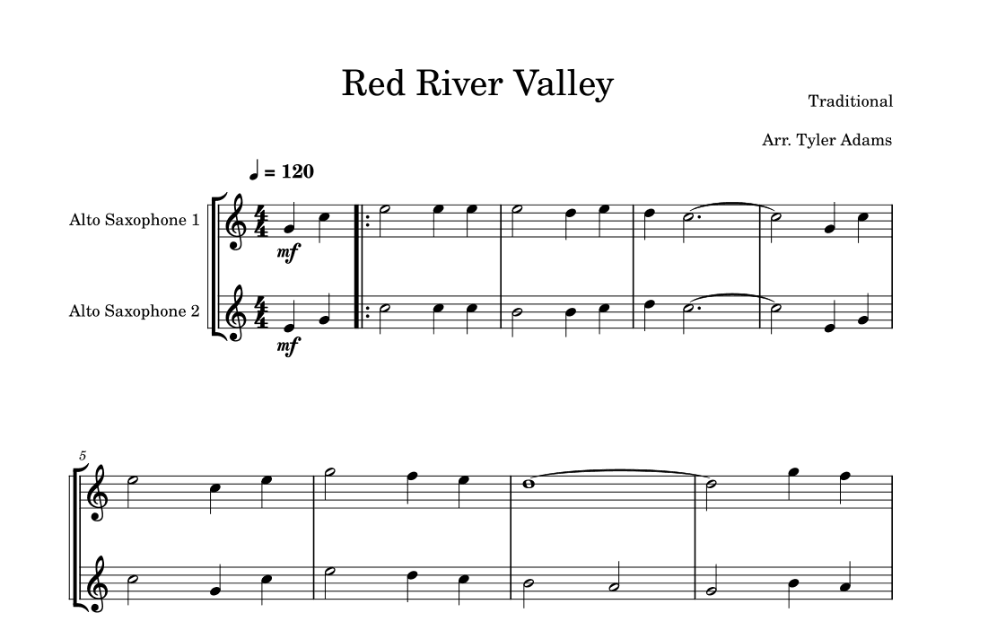 Red River Valley (Easy Alto Sax Duet) (arr. Tyler Adams)