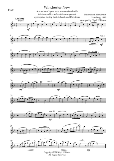 Winchester New, for Flute & Clarinet Duet (arr. Nigel Williams)