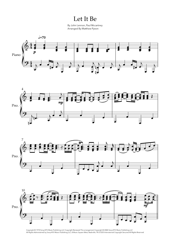 Let It Be (arr. Matthew pyeon)