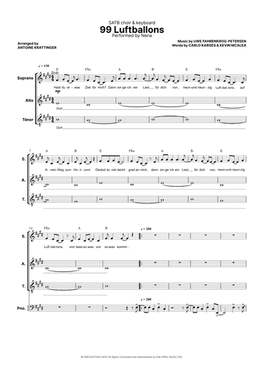 99 Red Balloons (99 Luftballons) (arr. Antoine Krattinger)