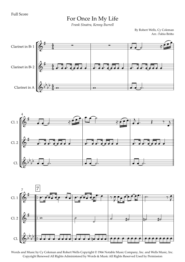For Once In My Life (arr. Fabio Britto)