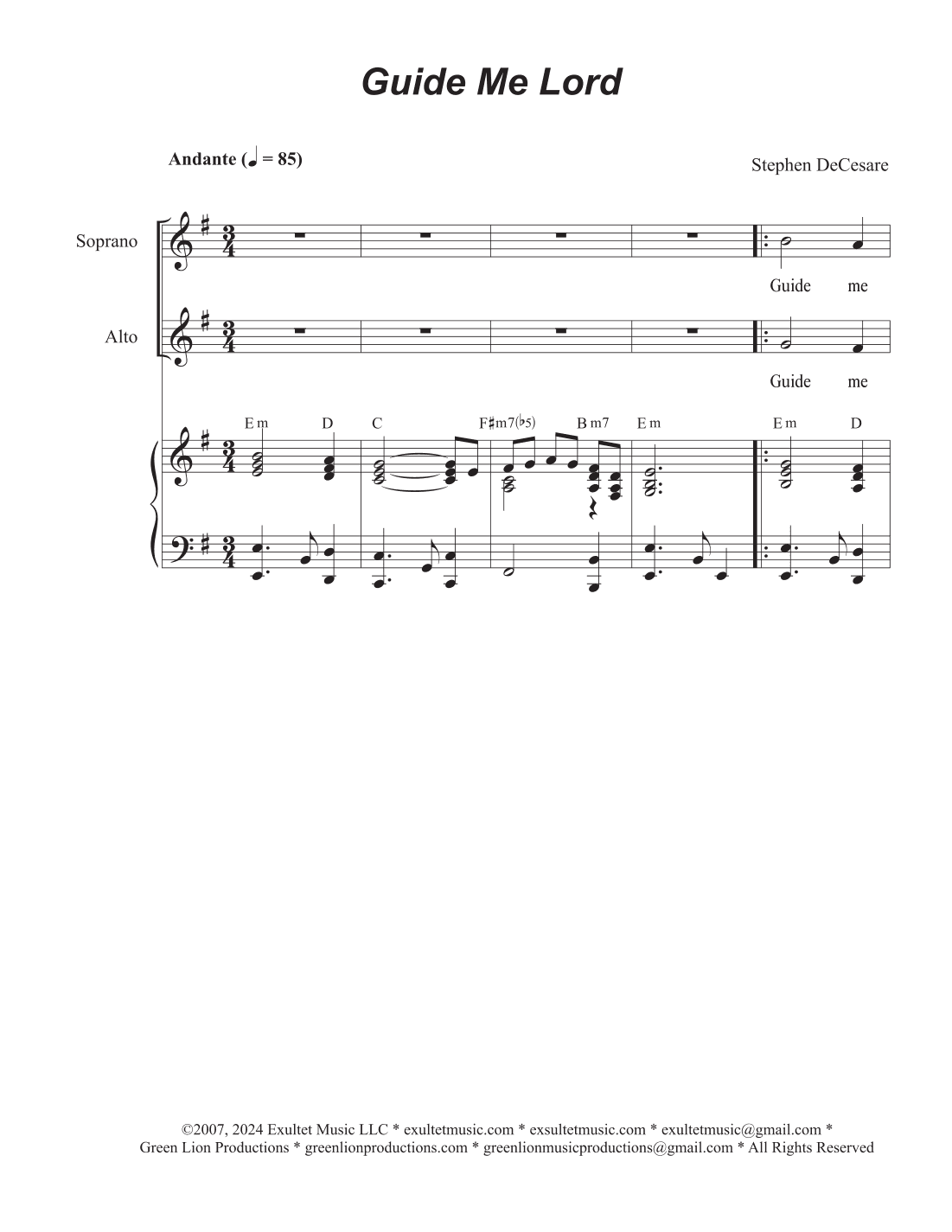 Guide Me Lord (Vocal Quartet - (SATB)