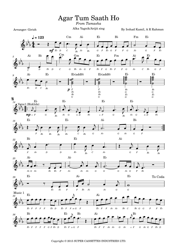 Agar Tum Saath Ho (arr. Girish Kataria)