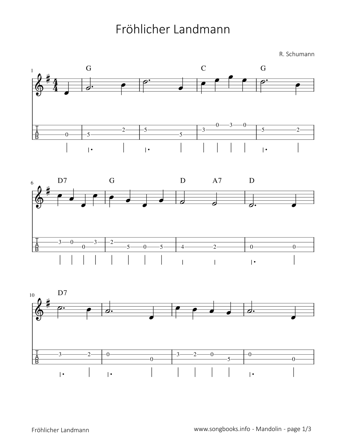 Fröhlicher Landmann - R. Schumann (arr. songbooks.info)