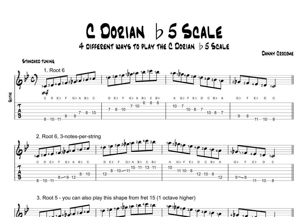 C Dorian b5 Scale (4 Ways to Play)