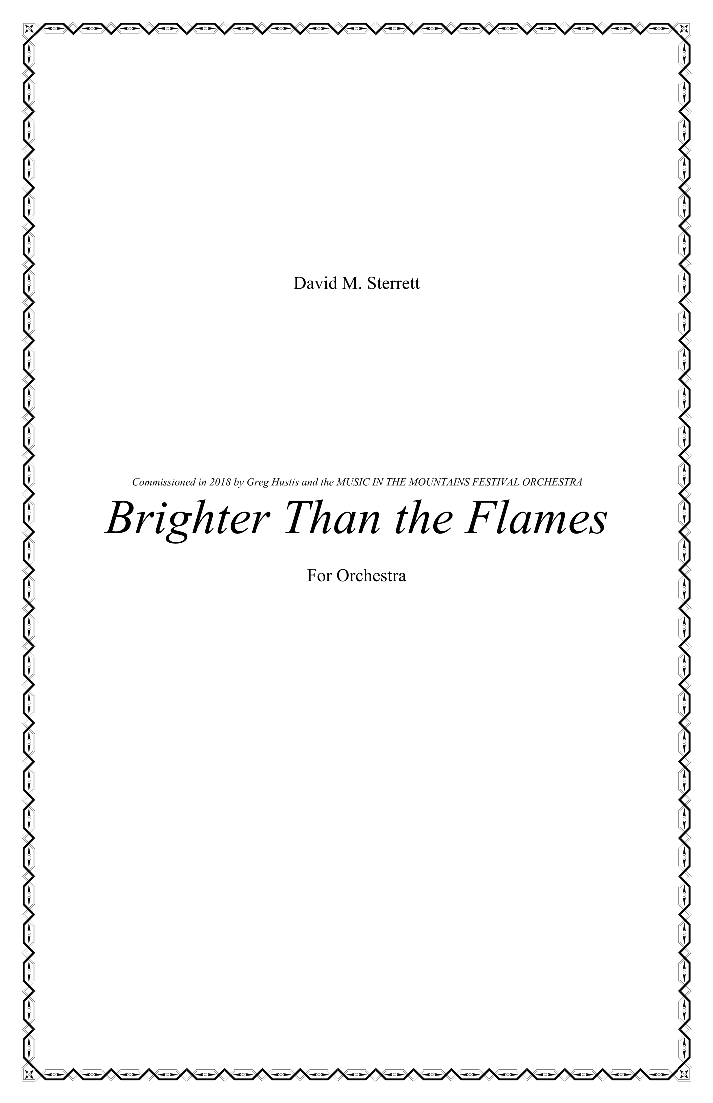 Brighter Than the Flames - Score Only