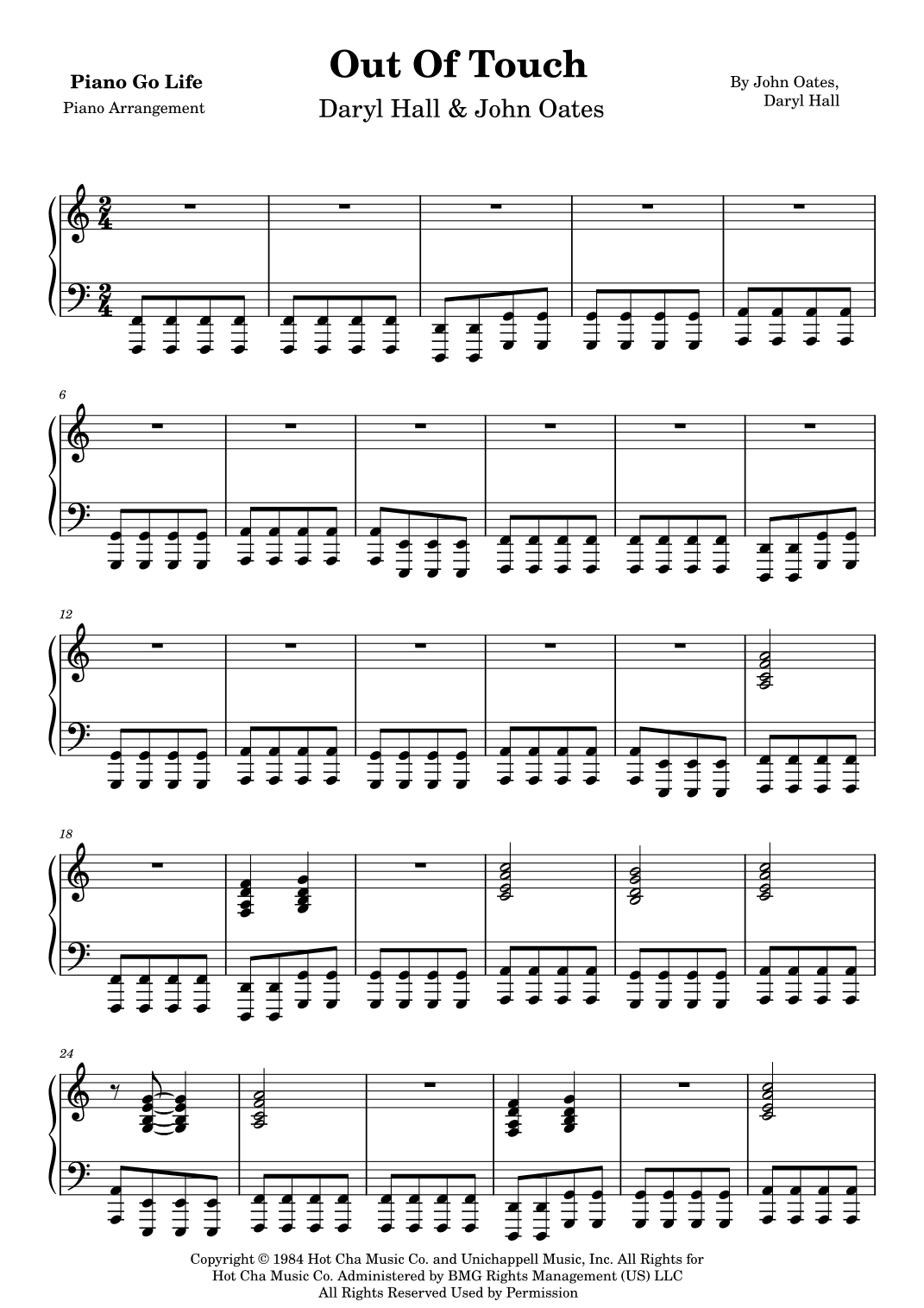 Out Of Touch (arr. Piano Go Life)