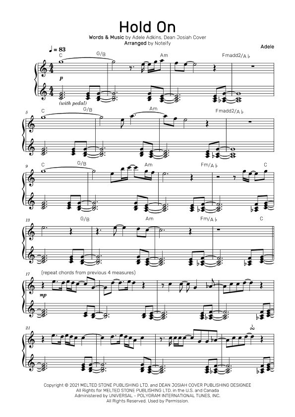 Hold On (arr. Noteify)