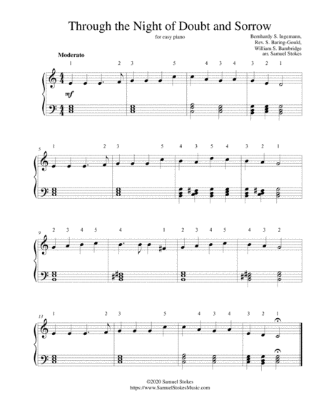 Through the Night of Doubt and Sorrow - for easy piano (arr. Samuel Stokes)