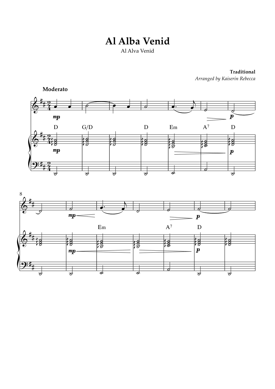 Al Alba Venid (arr. Kaiserin Rebecca)