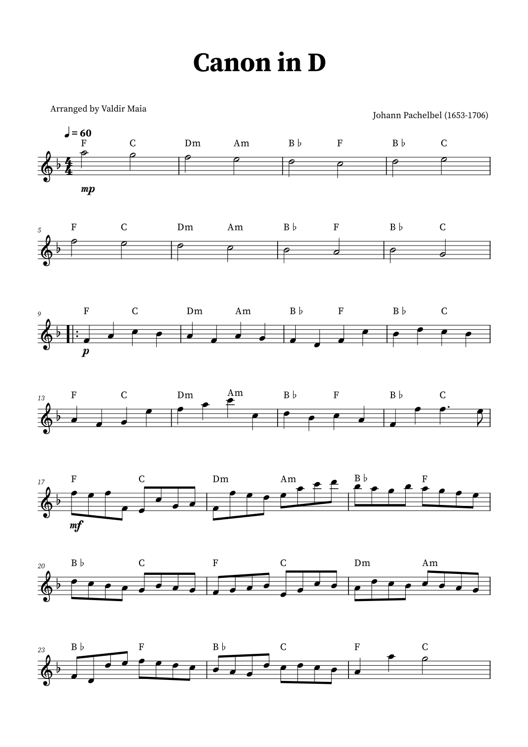 Canon in D - Flute Solo (+CHORDS) (arr. Valdir Maia)