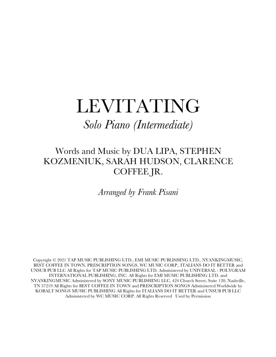 Levitating (arr. Frank Pisani)
